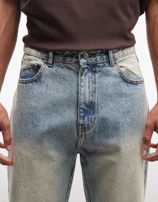 Faded Store wide leg distressed hem jeans in washed blue, 5 of 5
