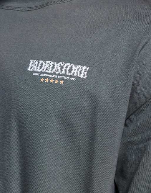 Faded Store – Zielony T-shirt z nadrukiem Mount Cervin na plecach, 5 z 5