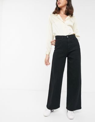 black wide leg denim