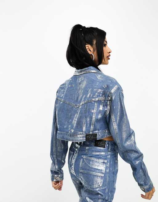 Free people bedford cotton cropped best sale denim jacket