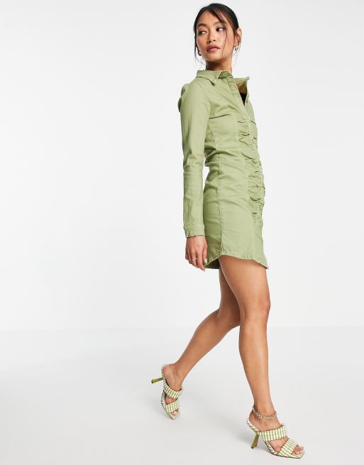 Olive green hot sale denim dress