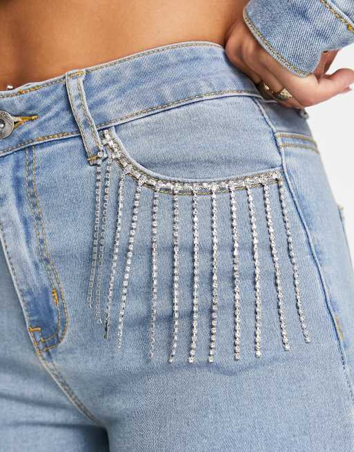 Fringe blue hot sale jeans