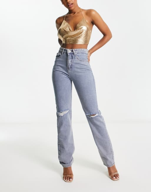 Aeropostale high rise mom jeans in light blue