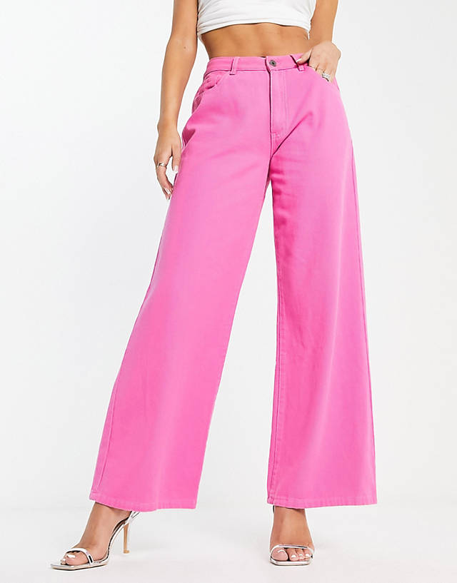 FAE - high waist wide leg jeans in fuchsia pink wash