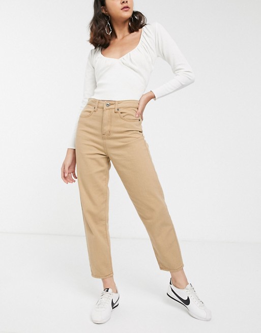 FAE high waisted mom jeans in beige