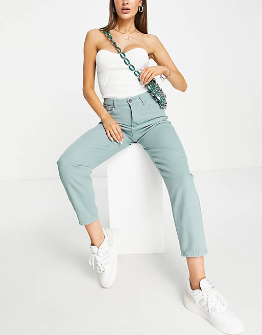 Fae high waisted mom jeans in peppermint green