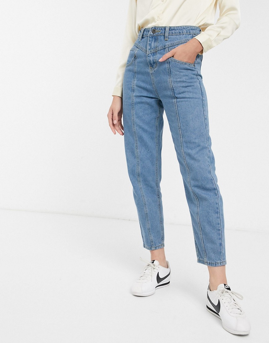 FAE - Indigoblauwe mom jeans met hoge taille en jaren 80 stiksels