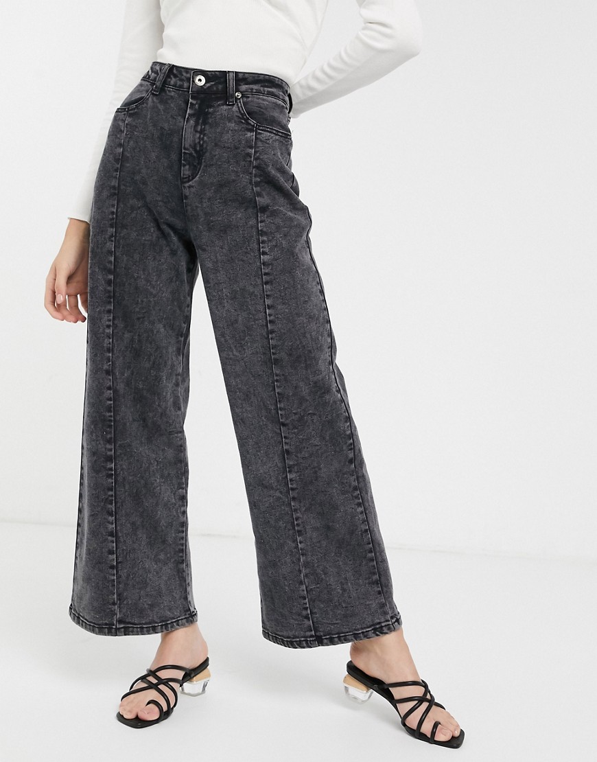 FAE - Jeans met wijde pijpen en zwarte tie-dye-Multi