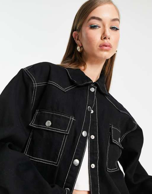 Fae – Jeanshemd im Western-Stil mit Kontrastnaht in Schwarz, 3 von 4