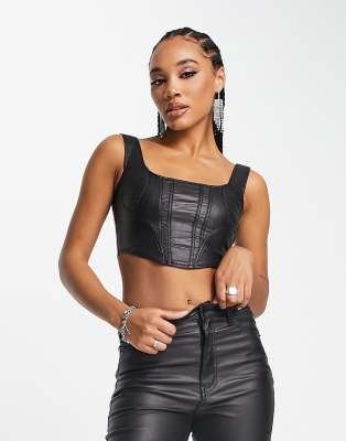 Leather look sale corset top