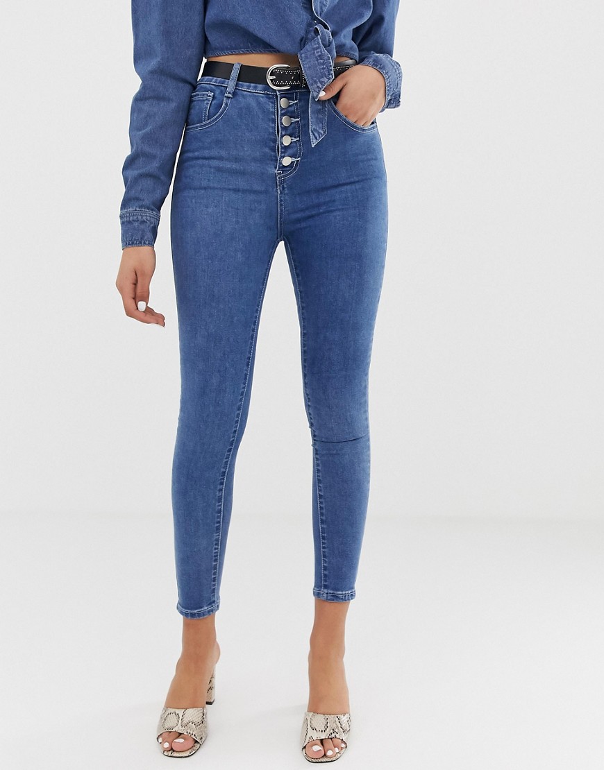FAE Skinny jeans med hög midja-Blå