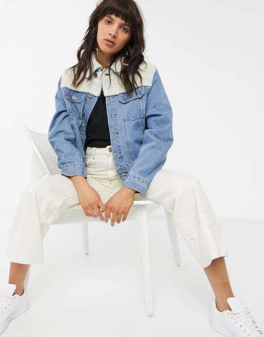 Veste en jean empiecement shop