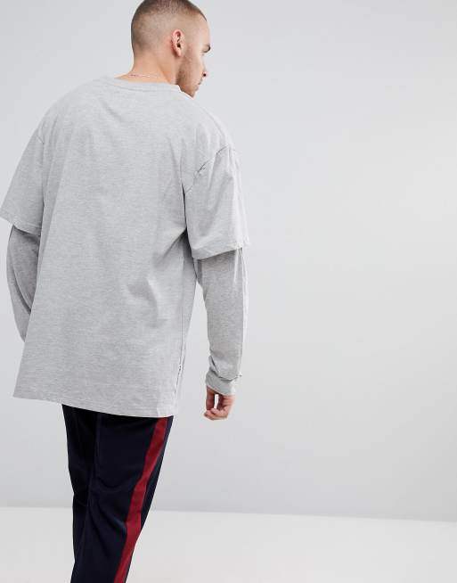 Fairplay Oversized Layered Long Sleeve T-Shirt in Grey, 2 of 4