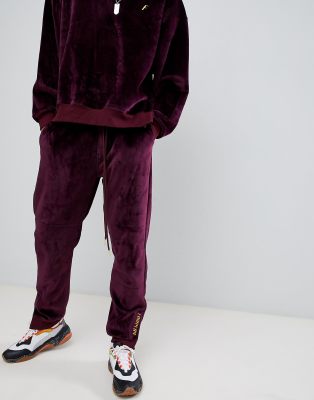 burgundy velour sweatsuit