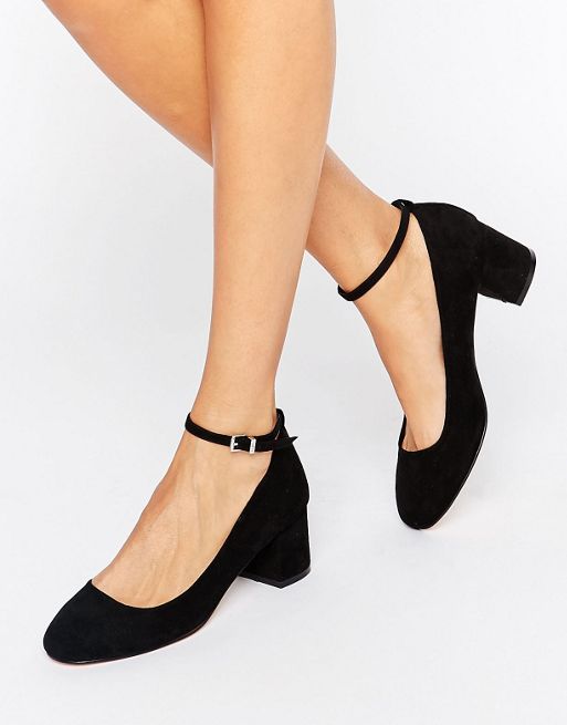 Faith | Faith Alexa Ankle Strap Black Mid Heeled Shoes
