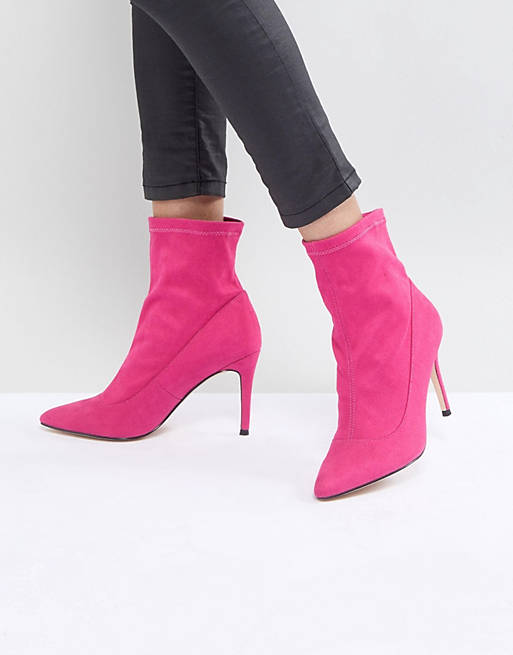 Faith Bow Hot Pink Suede Sock Boots | ASOS
