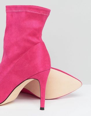 hot pink suede booties