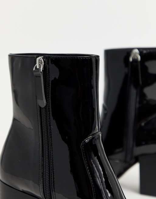 Faith black cheap patent boots