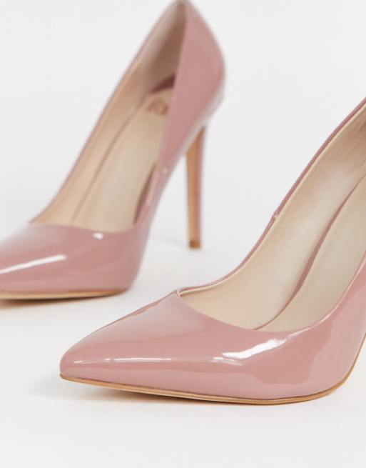 Faith Chloe light pink patent court heeled shoes