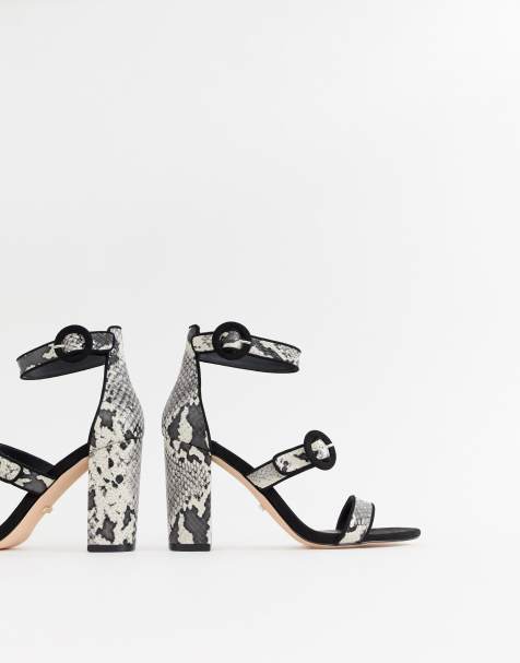 Faith Dellar snake print block heeled sandals