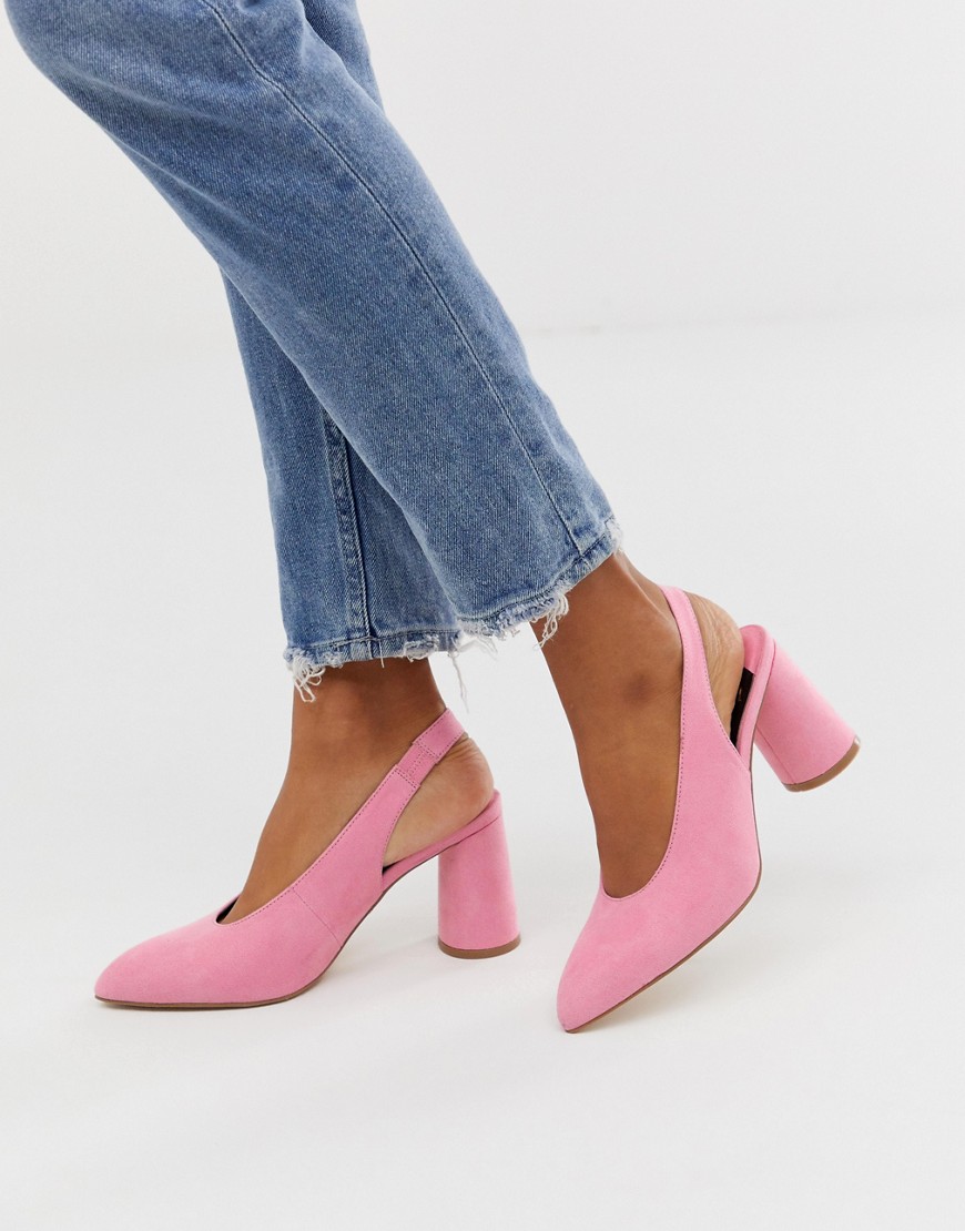 Faith - Roze slingback-schoenen met ronde hakken