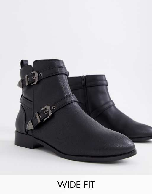 Wide fit hot sale buckle boots