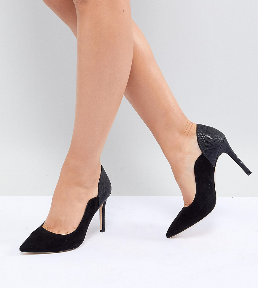Faith Wide Fit Cassandra Pointed Heeled Shoes-Black