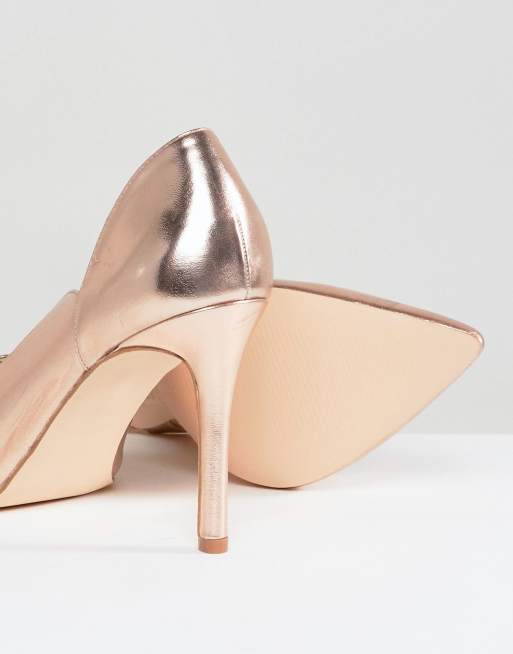 Wide fit rose gold court clearance shoes