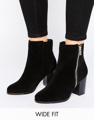 Faith Wide Fit Zip Suede Heeled Ankle 