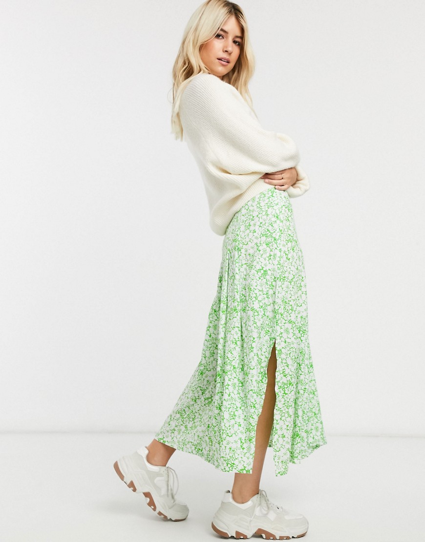 Faithfull cuesta floral midi skirt-Green