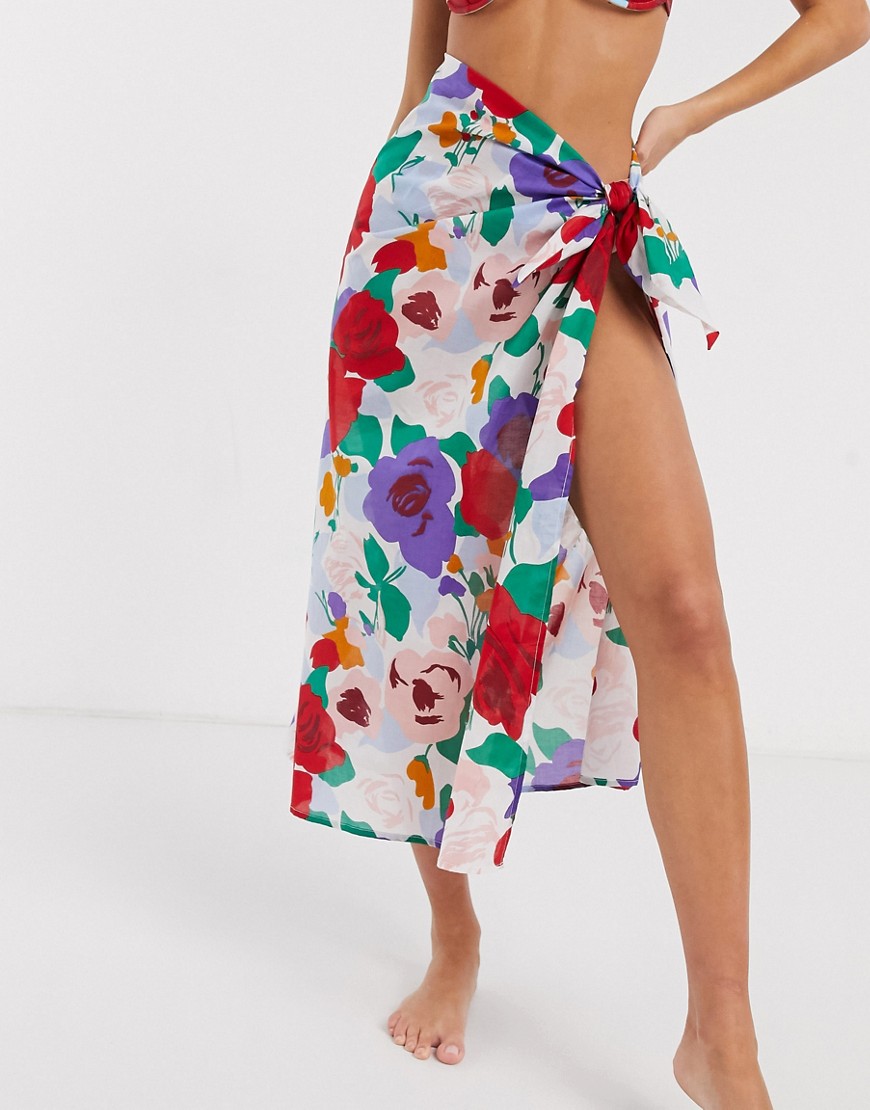 Faithfull floral sarong in floral print-Multi