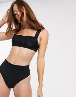 black square neck bikini