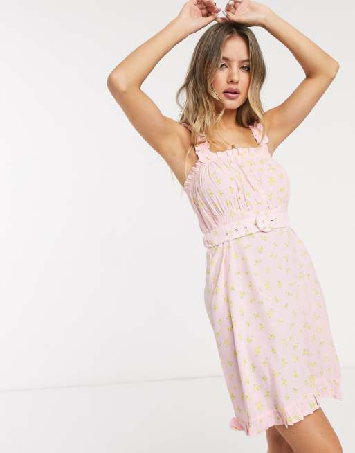 Faithfull The Brand mid summer belted floral mini dress in pink