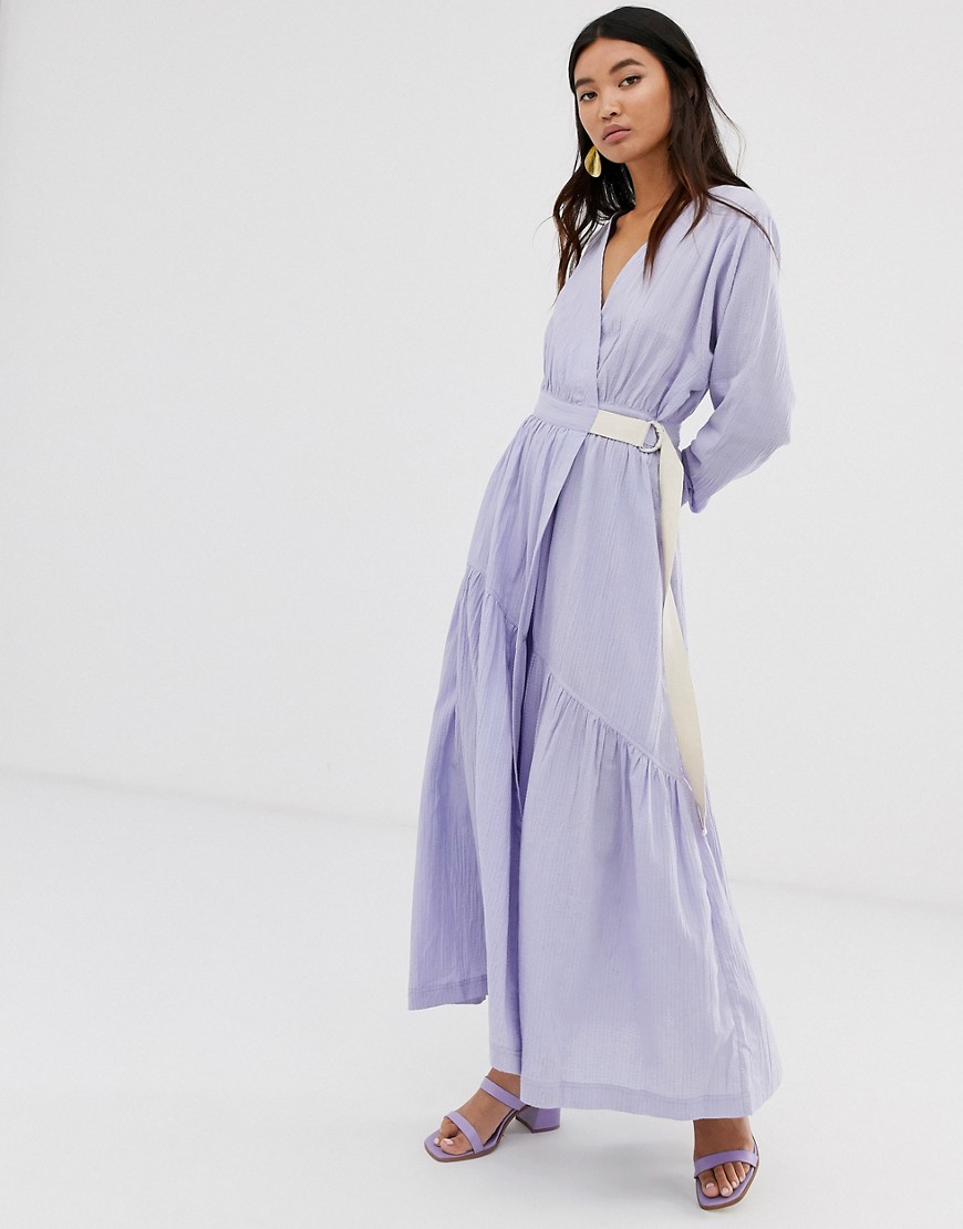 фото Фактурное платье макси с запахом asos design-фиолетовый