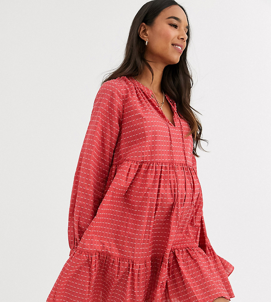 Фактурное ярусное платье-трапеция мини ASOS DESIGN Maternity-Красный