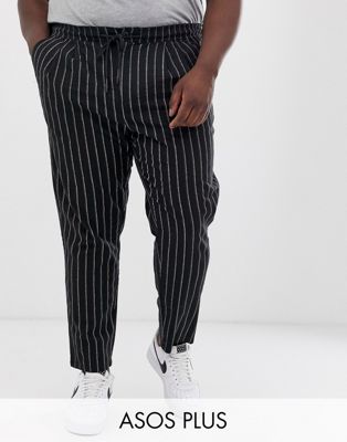фото Фактурные брюки-сигареты в полоску asos design plus-черный