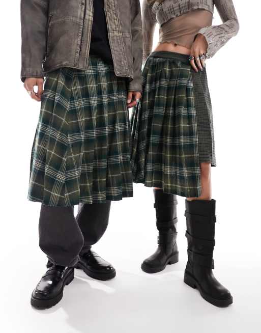 Falda a cuadros asimétrica unisex estilo kilt de Reclaimed Vintage, 2 de 4
