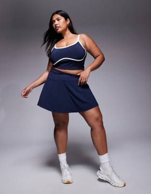 Falda azul marino intenso de estilo tenista con vuelo y pantalones cortos interiores de 4505 Curve - view 1