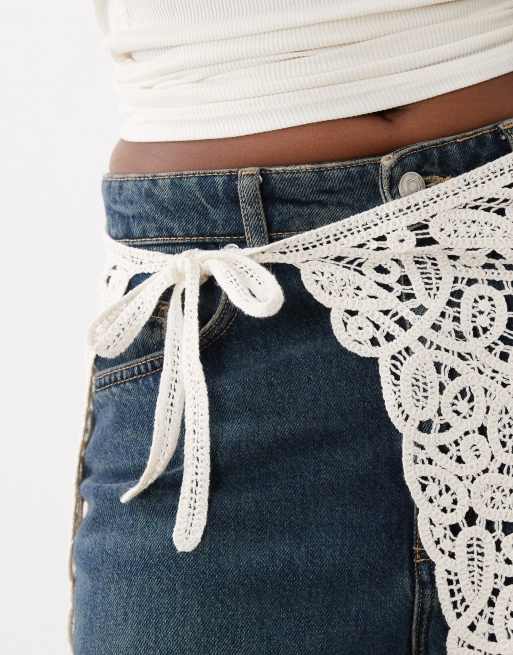 Falda blanco hueso cruzada de croché de Gina Tricot, 5 de 5
