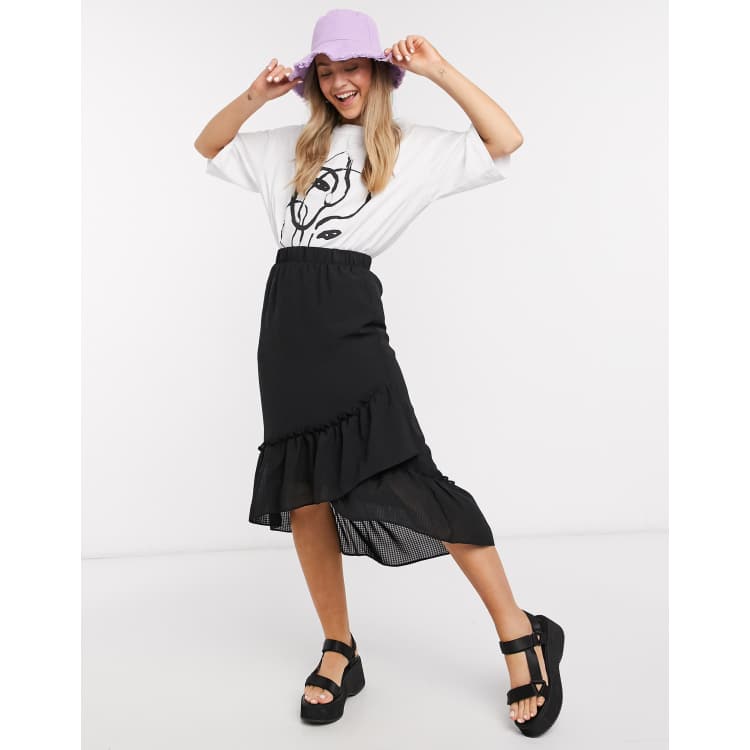 Falda con bajo de sirsaca negro Violetta Monki | ASOS