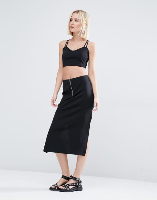 Falda de conjunto con cremallera de Weekday