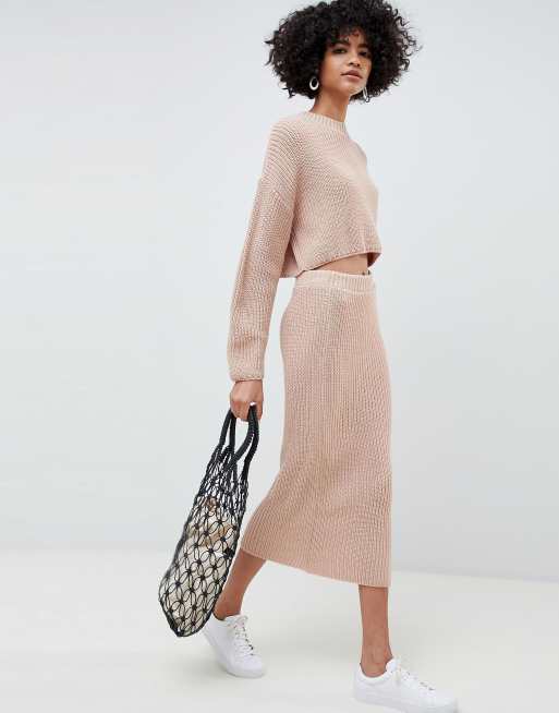 Falda de punto de canalé de ASOS DESIGN (parte de un conjunto)