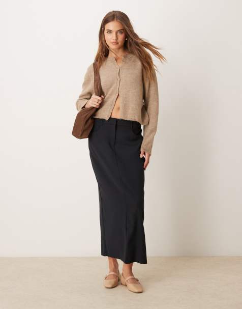 Falda de sastre larga negra de talle medio de Abercrombie & Fitch - view 1