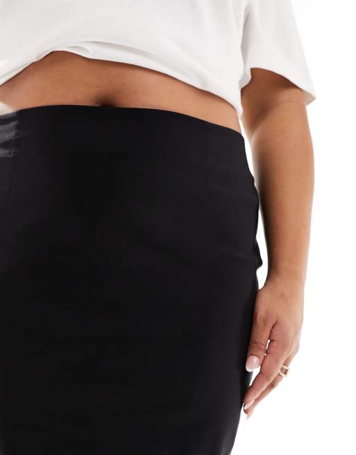 Falda de sastre negra de talle alto de bengalina de ASOS DESIGN Curve, 3 de 5