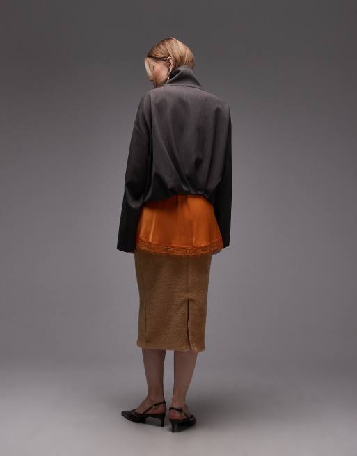 Falda de tubo color camel de piel sintética de ASOS DESIGN, 5 de 5