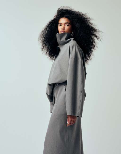 Falda de tubo larga gris de corte alargado de ASOS DESIGN (parte de un conjunto), 3 de 5
