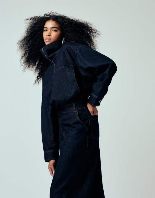 Falda de tubo vaquera de corte sartorial de ASOS DESIGN (parte de un conjunto), 4 de 5