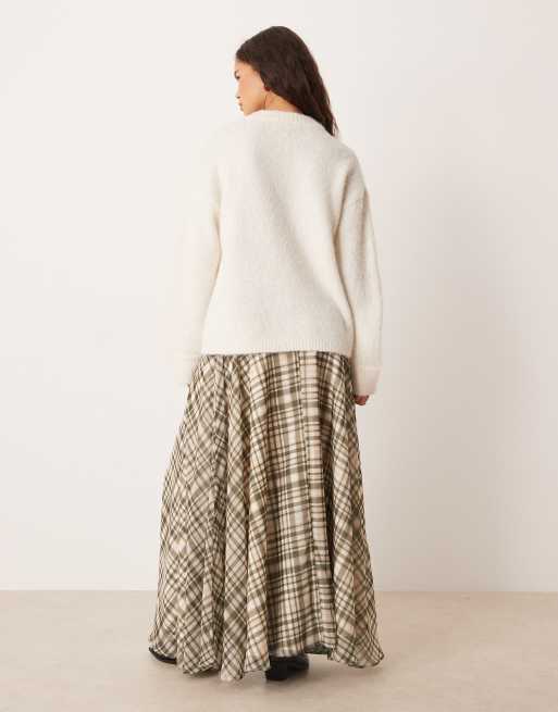 ASOS DESIGN chiffon circle maxi skirt in plaid