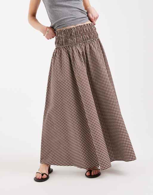 Falda larga a cuadros vichy con detalle de cintura fruncida de ASOS DESIGN, 4 de 5