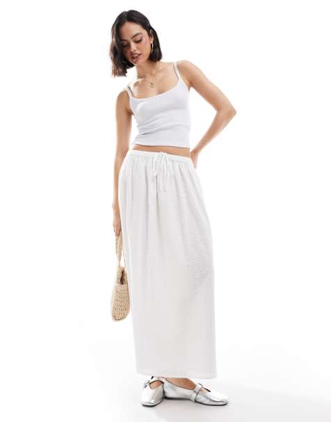 Falda larga blanca con bordado inglés de Miss Selfridge - view 1